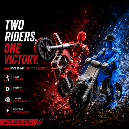 Red Rider Duo two riders one victory — red and blue Titan 13 figures with stunt bikes by Titan Toys