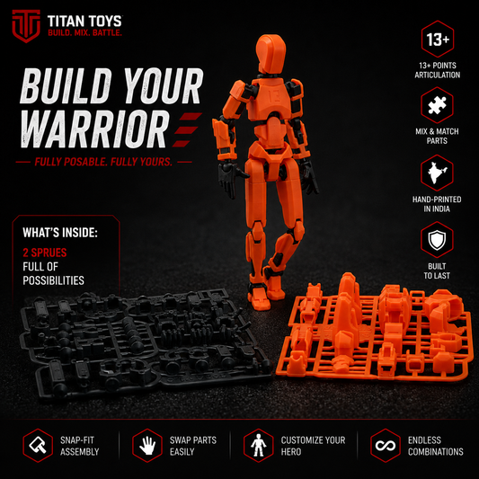 Build Your Warrior — Mixed-Colour Squad of three Titan 13 articulated figures, Titan Toys India