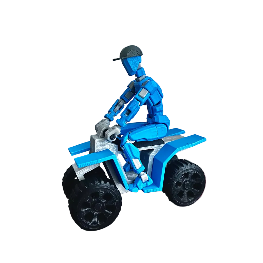 Blue ATV quad bike side view