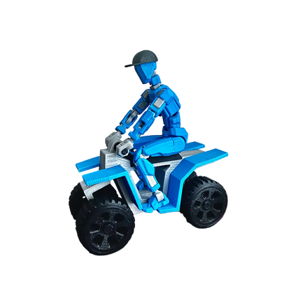 Blue ATV quad bike side view