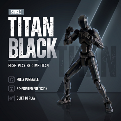 Titan Black 13-joint poseable 3D-printed action figure — hero
