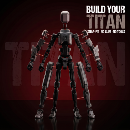 Titan Black assembly — snap-fit, no glue, no tools, exploded parts