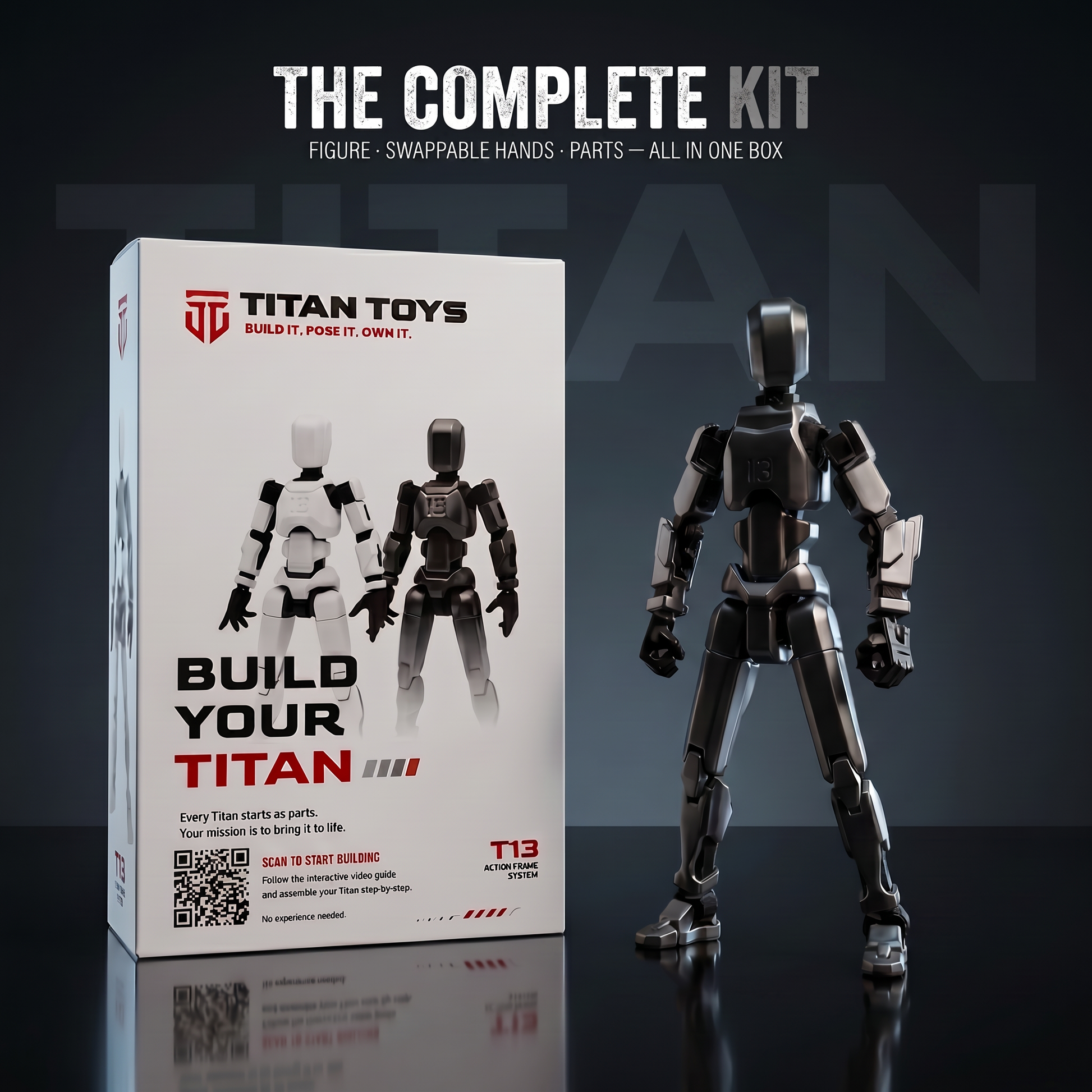 Titan Black complete kit — retail box with figure and swappable hands