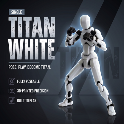 Titan White 13-joint poseable 3D-printed action figure — hero