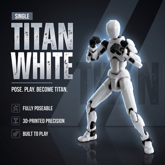 Titan White 13-joint poseable 3D-printed action figure — hero
