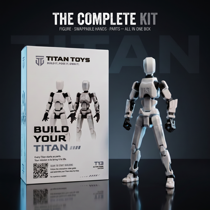 Titan White complete kit — retail box with figure and swappable hands