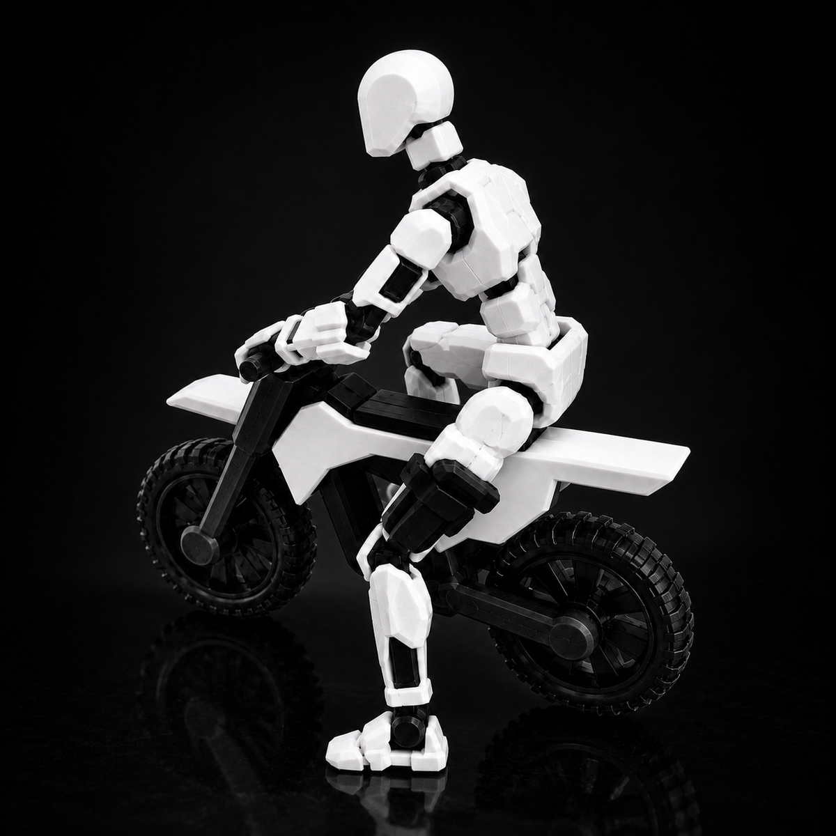 White Rider Titan articulated figure with stunt bike, Titan Toys